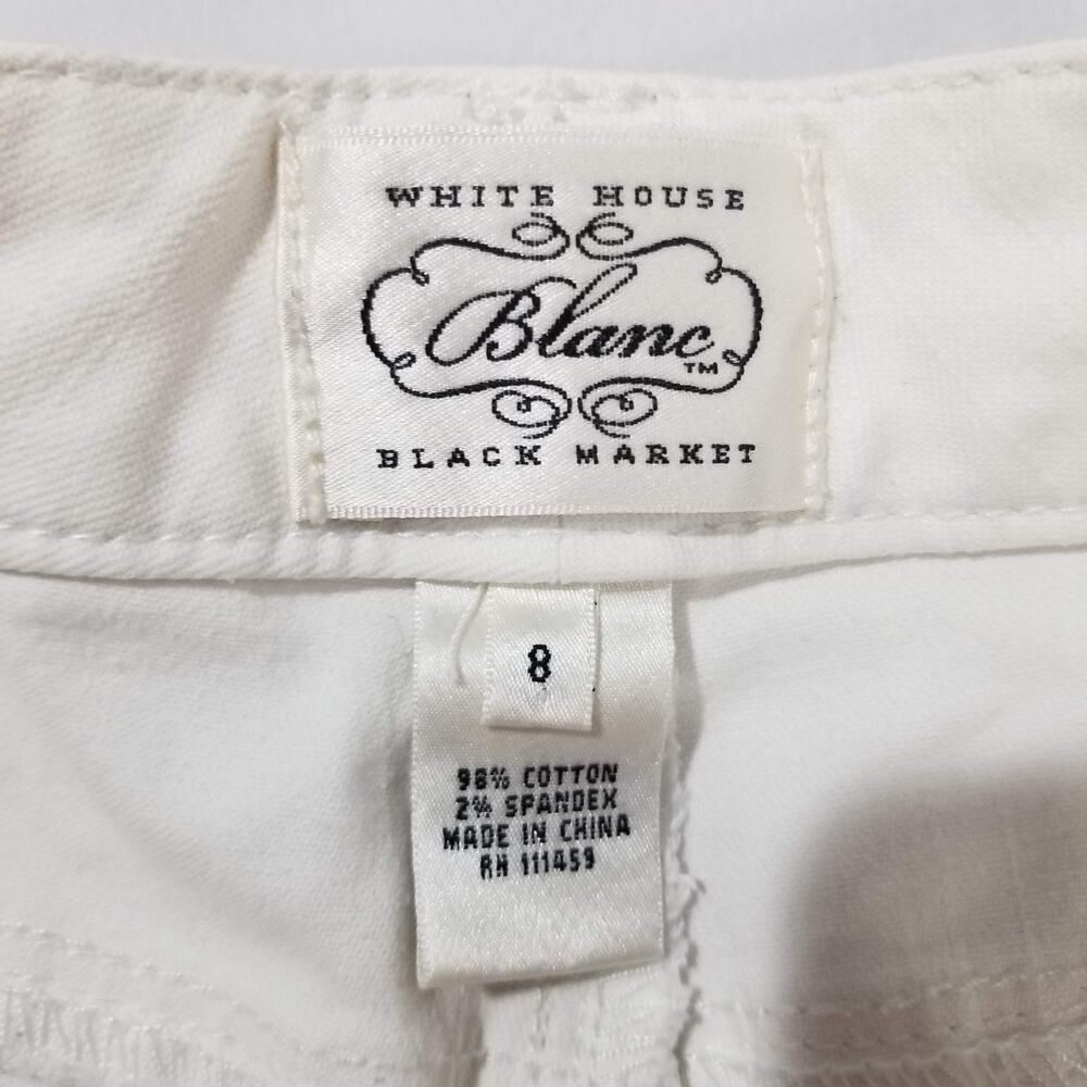 White House Black Market "Blanc" Jeans Size 8 White Cuffed Crop Embroidered - Picture 4 of 9